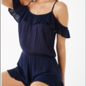 navy romper - open shoulder